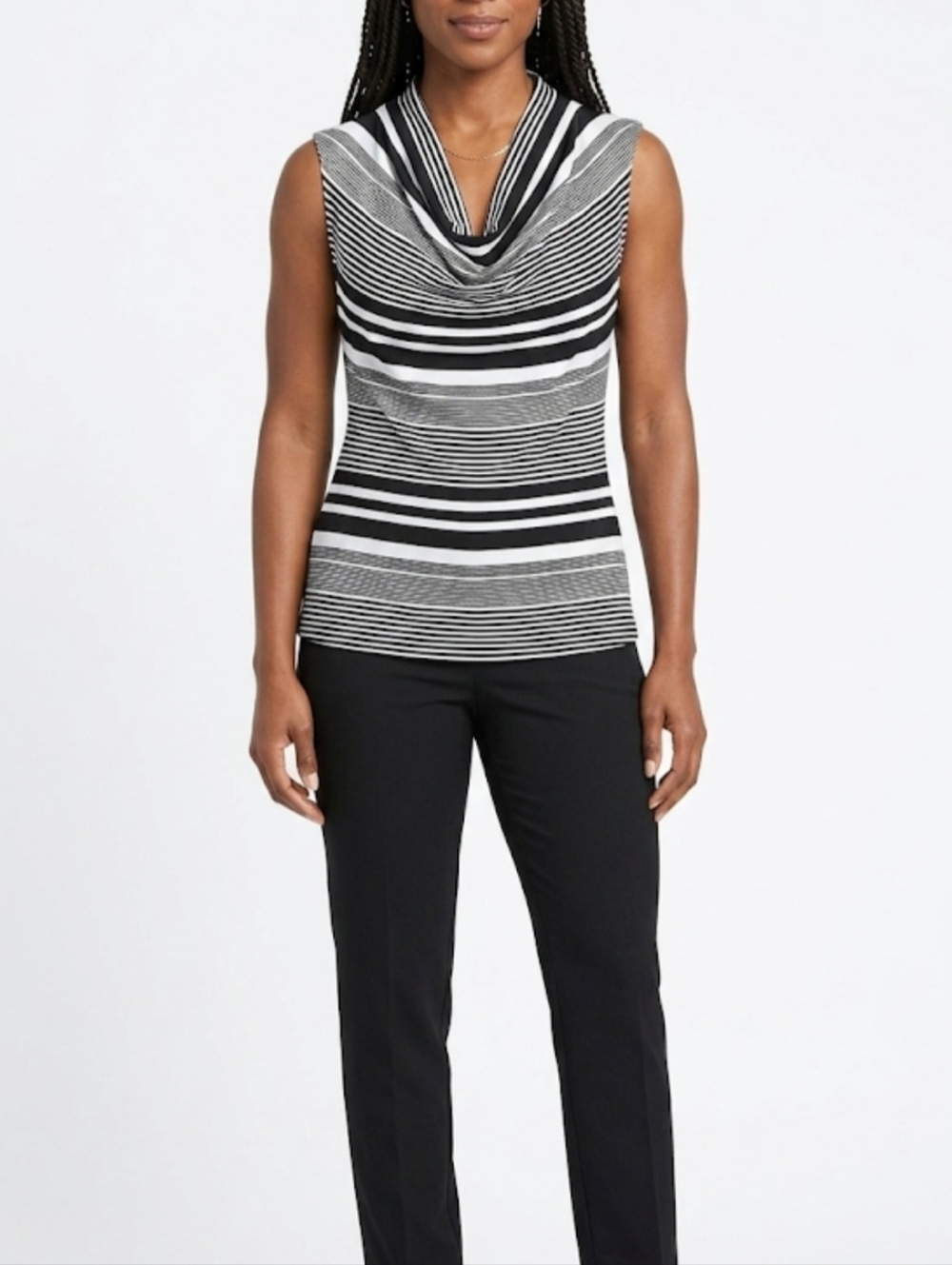 Worthington black and white striped sleeveless top, size S
